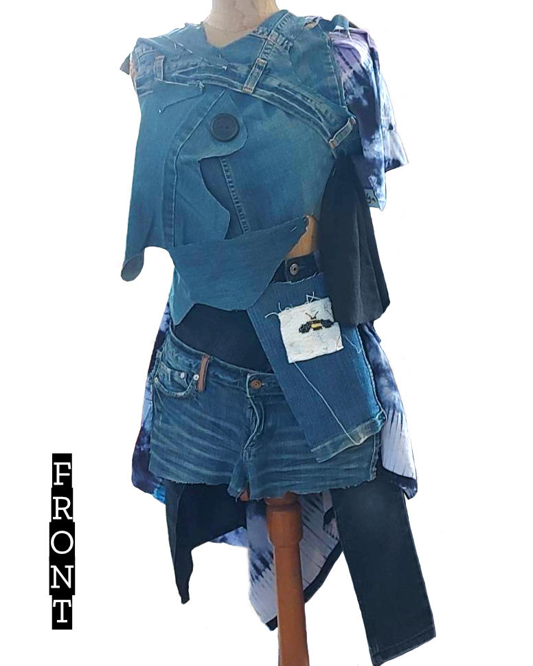 Tucked jeans dress on mannequin front
