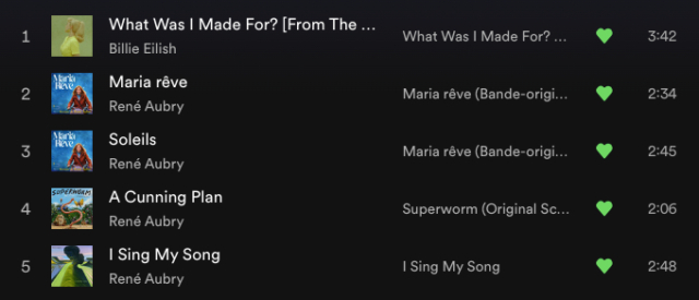 Spotify playlist “What was I made for?"